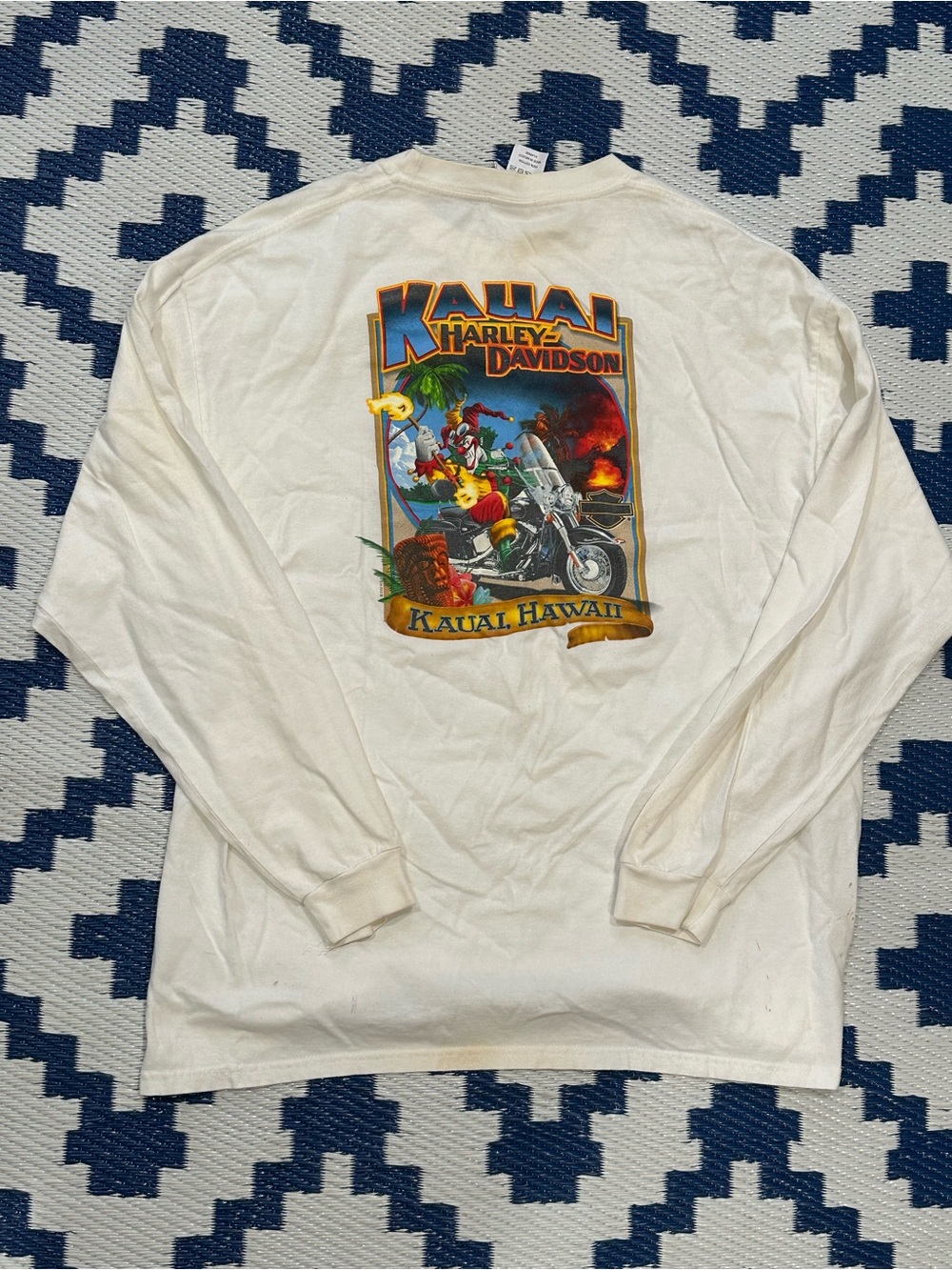 Vintage Harley Davidson Kauai Hawaii Biker Clown Long Sleeve Biker Shirt Size XL